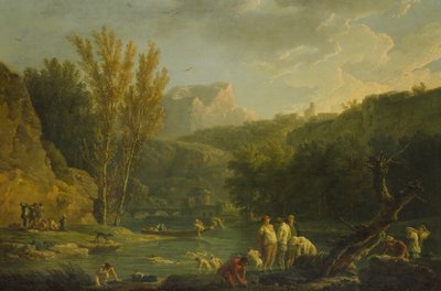 Escena del río con bañistas, siglo XVIII de Claude Joseph Vernet